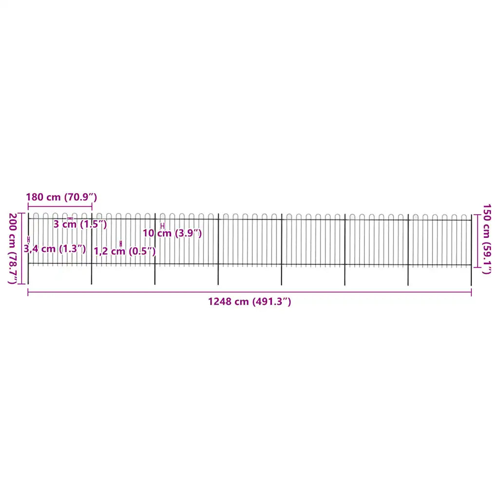 Gartenzaun mit Rundbogen Stahl 1248 x 100 cm