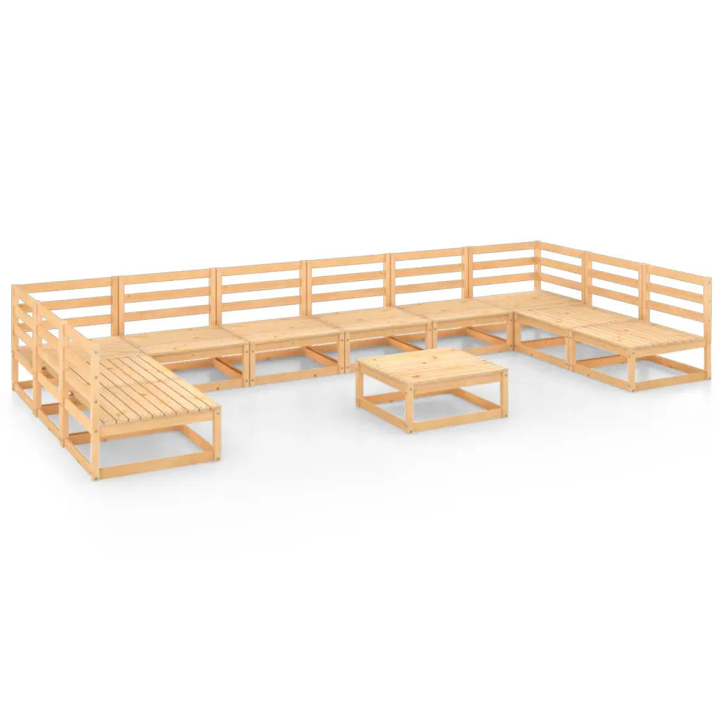 10-tlg. Garten-Lounge-Set Massivholz Kiefer