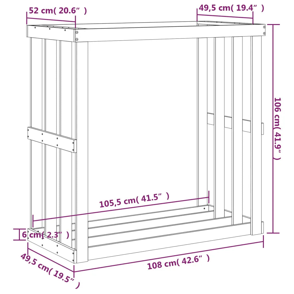 Outdoor-Kaminholzregal 108x52x106 cm Massivholz Kiefer