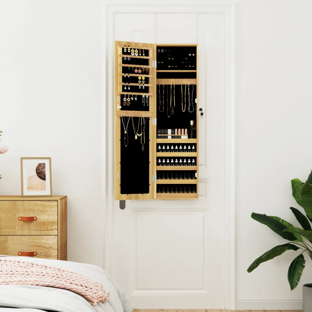 Schmuckschrank mit Spiegel Wandmontage 30x8,5x106 cm