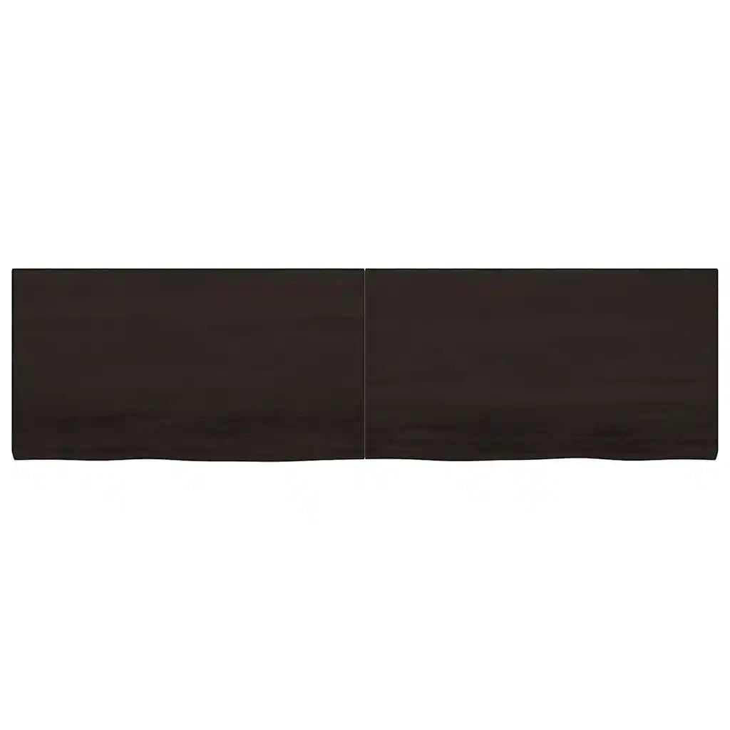 Wandregal Dunkelbraun 220x60x(2-6)cm Massivholz Eiche Behandelt