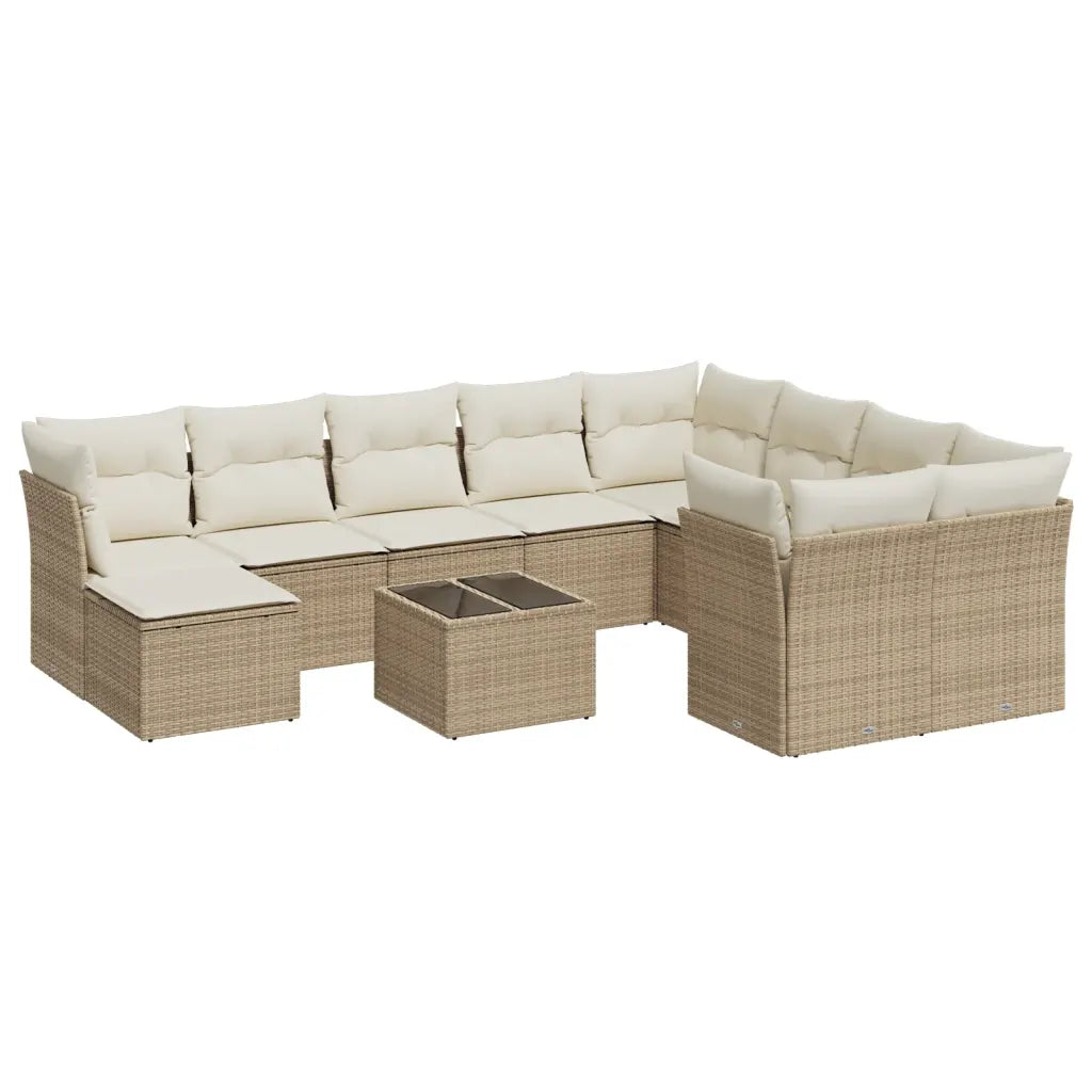 10-tlg. Garten-Sofagarnitur mit Kissen  Poly Rattan