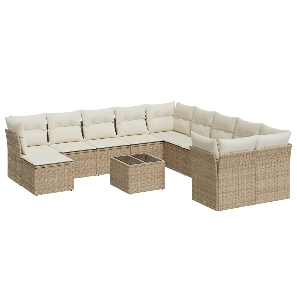 10-tlg. Garten-Sofagarnitur mit Kissen  Poly Rattan