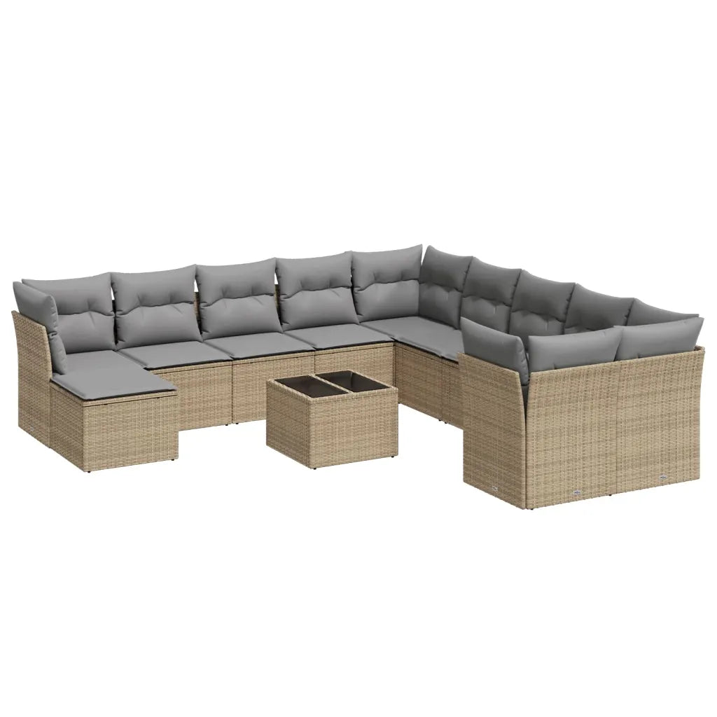 10-tlg. Garten-Sofagarnitur mit Kissen  Poly Rattan