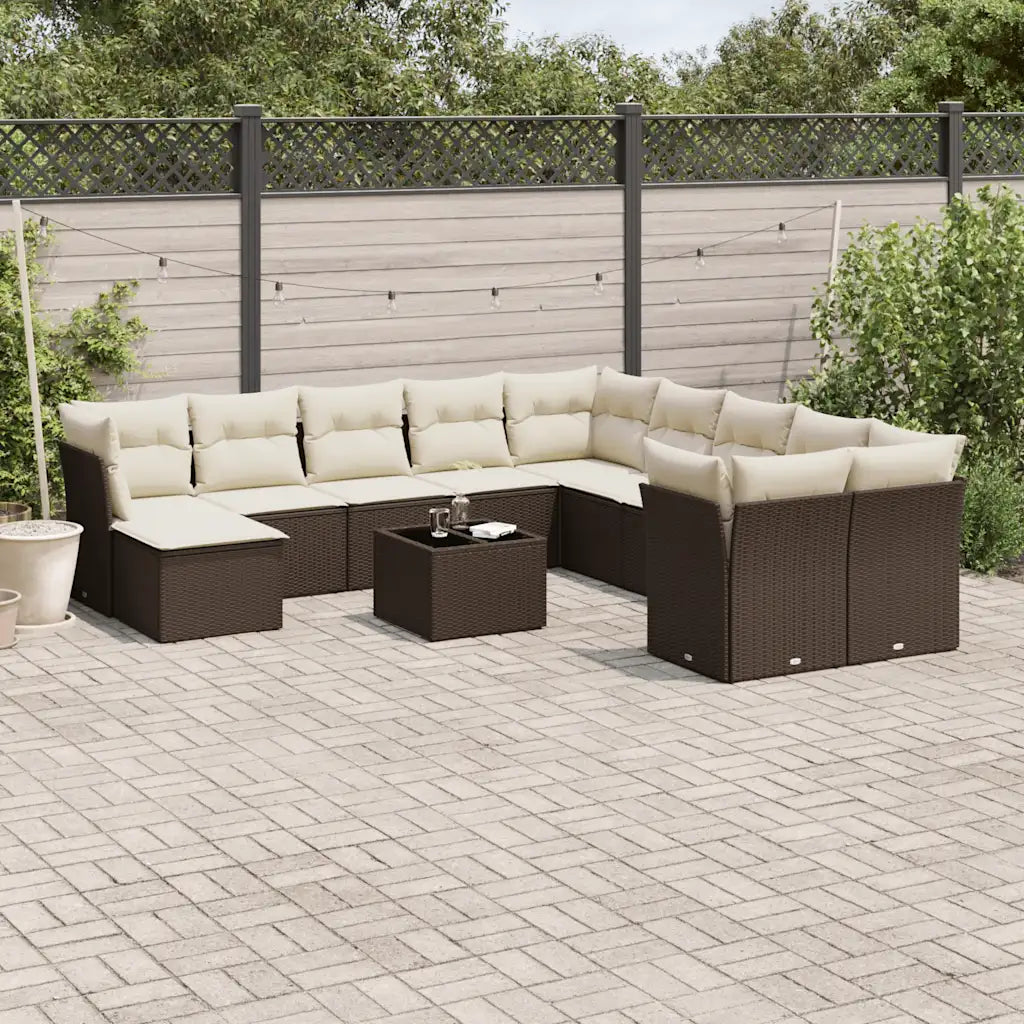 10-tlg. Garten-Sofagarnitur mit Kissen  Poly Rattan
