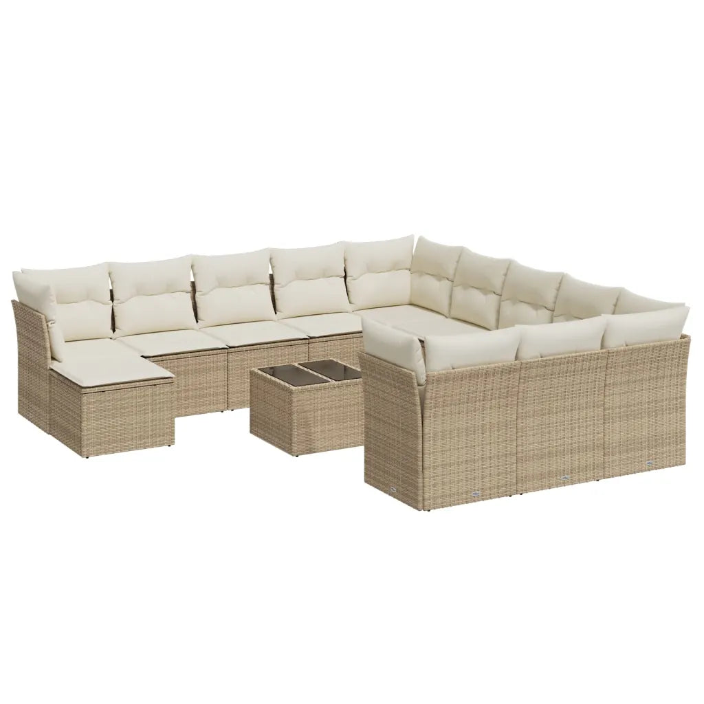 10-tlg. Garten-Sofagarnitur mit Kissen  Poly Rattan