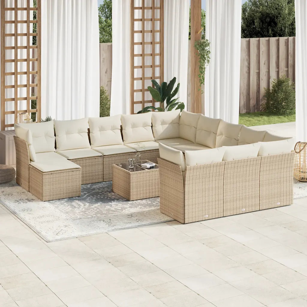 10-tlg. Garten-Sofagarnitur mit Kissen  Poly Rattan