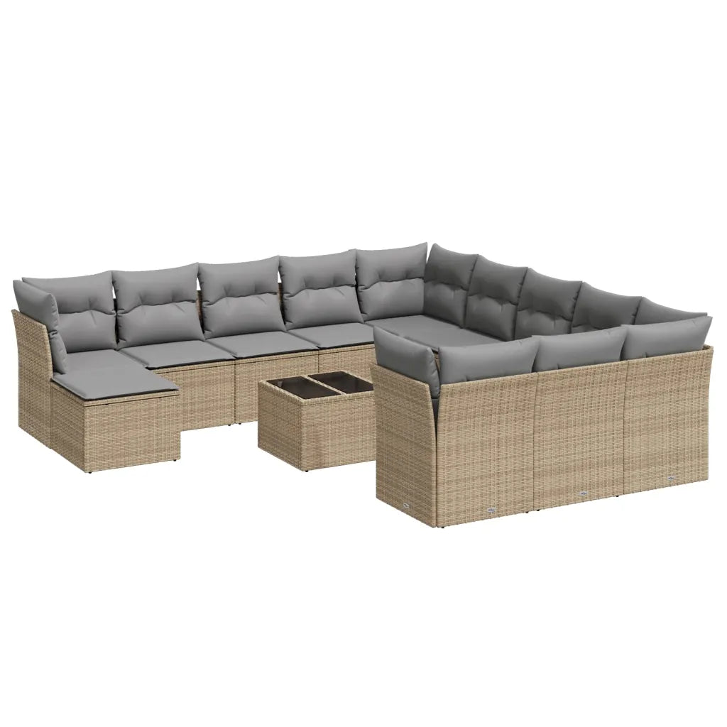 10-tlg. Garten-Sofagarnitur mit Kissen  Poly Rattan
