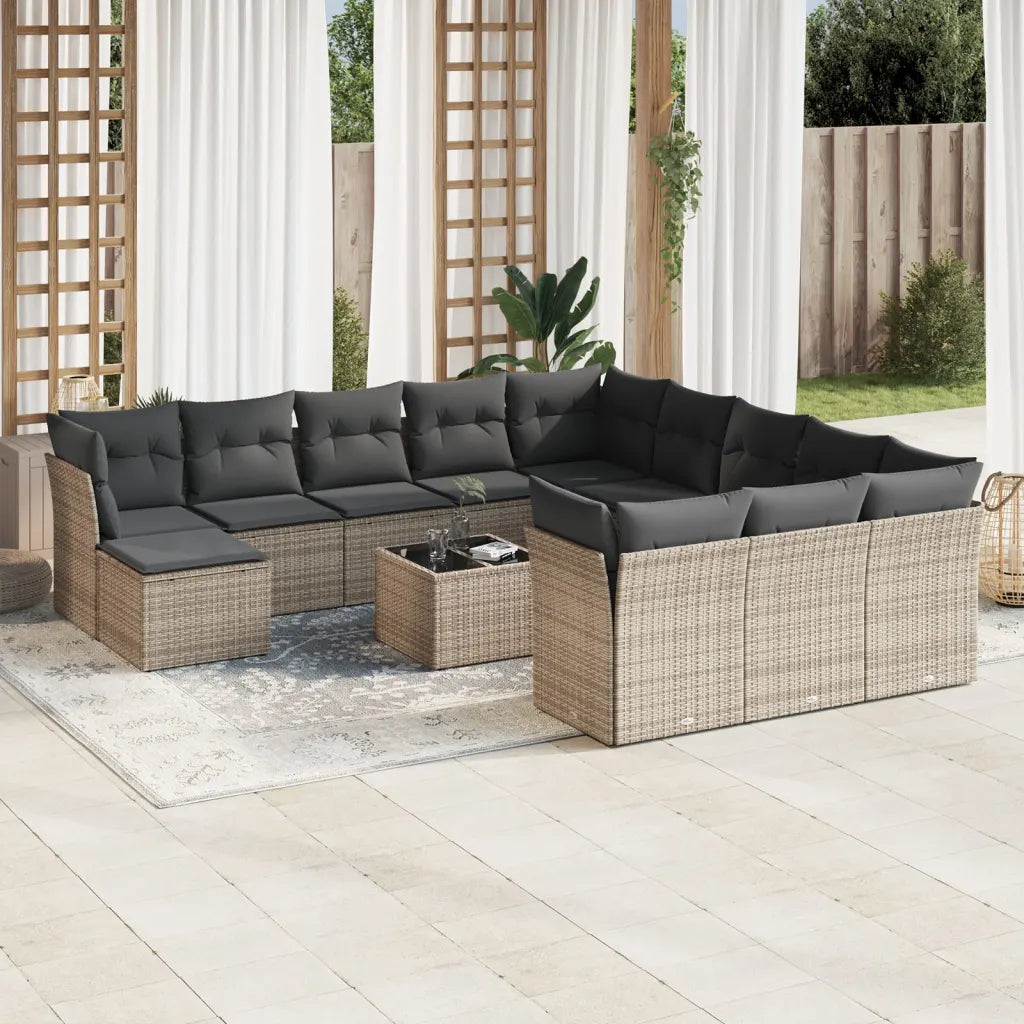 10-tlg. Garten-Sofagarnitur mit Kissen  Poly Rattan