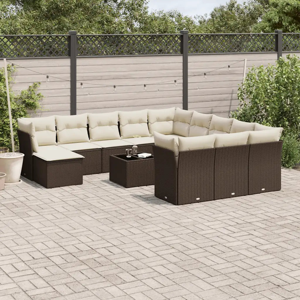 10-tlg. Garten-Sofagarnitur mit Kissen  Poly Rattan