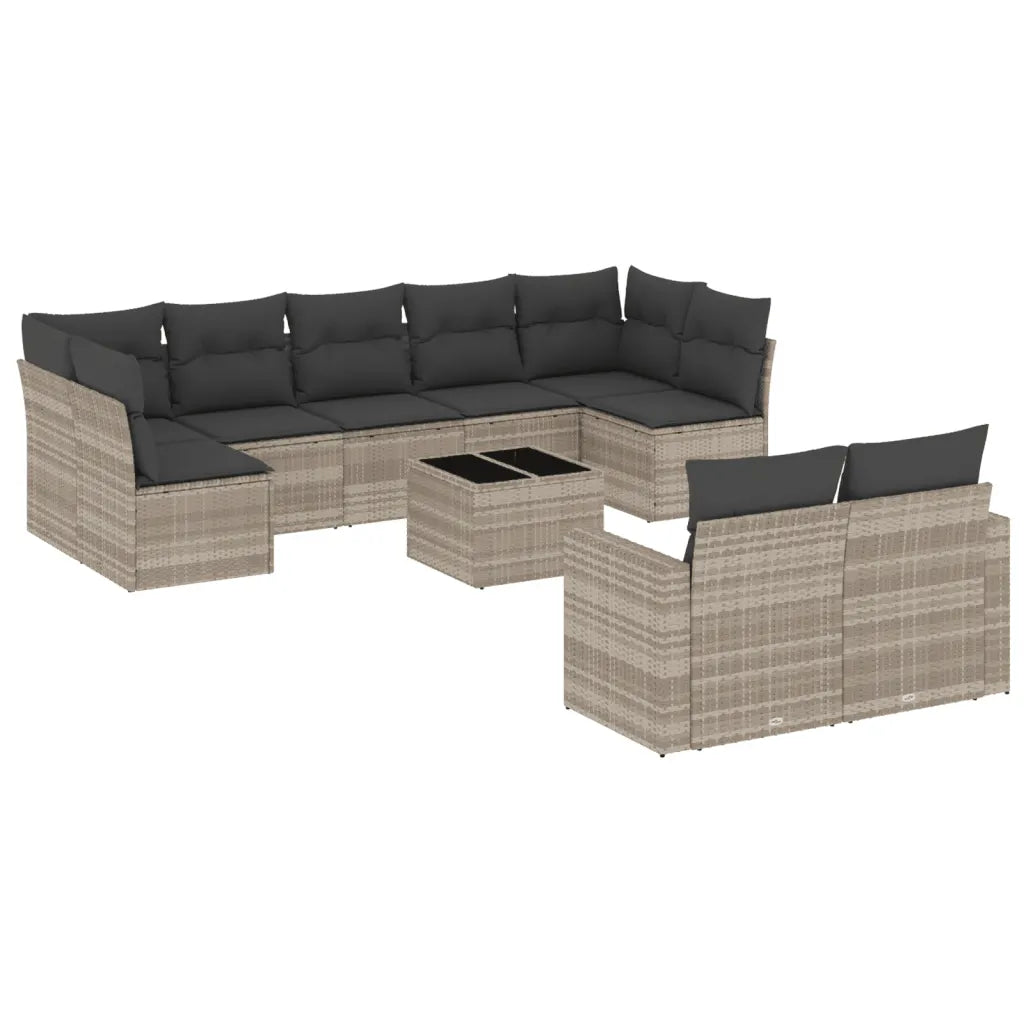 10-tlg. Garten-Sofagarnitur mit Kissen  Poly Rattan