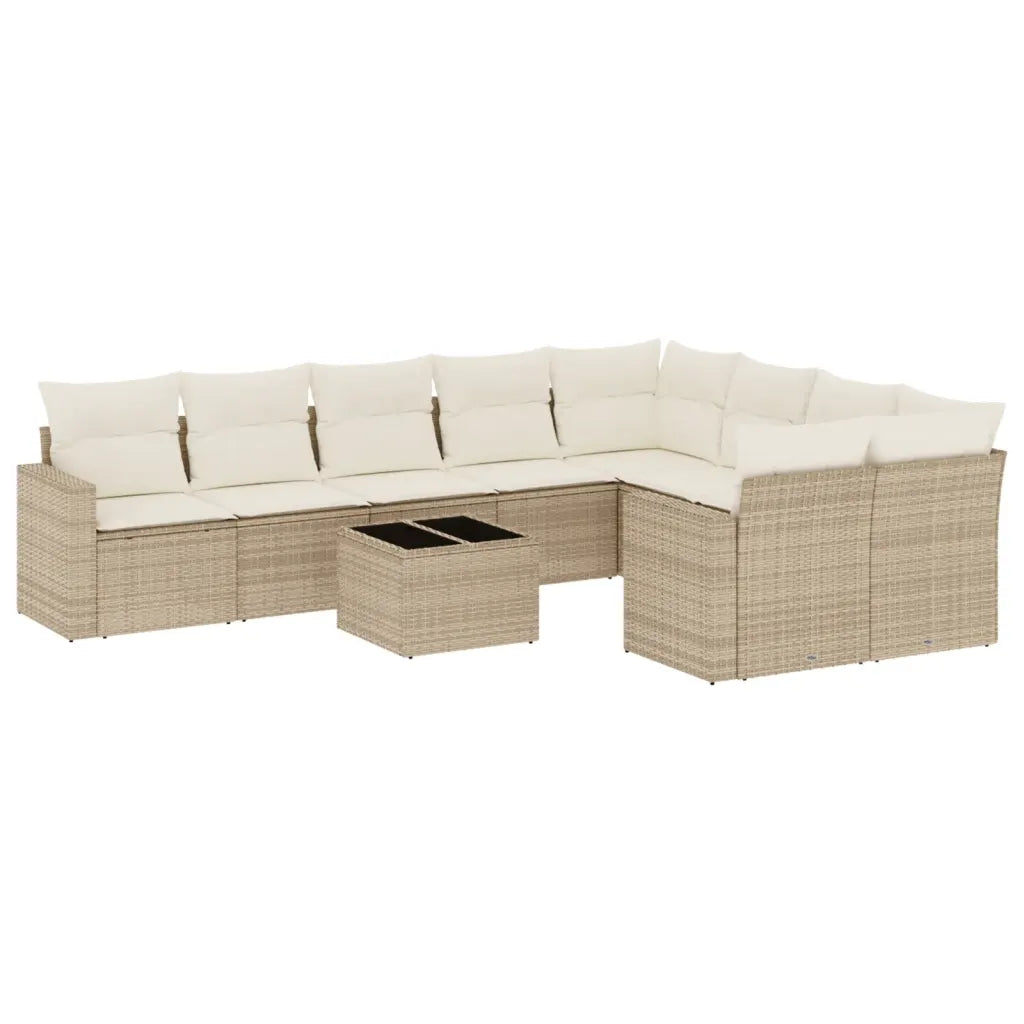 10-tlg. Garten-Sofagarnitur mit Kissen  Poly Rattan