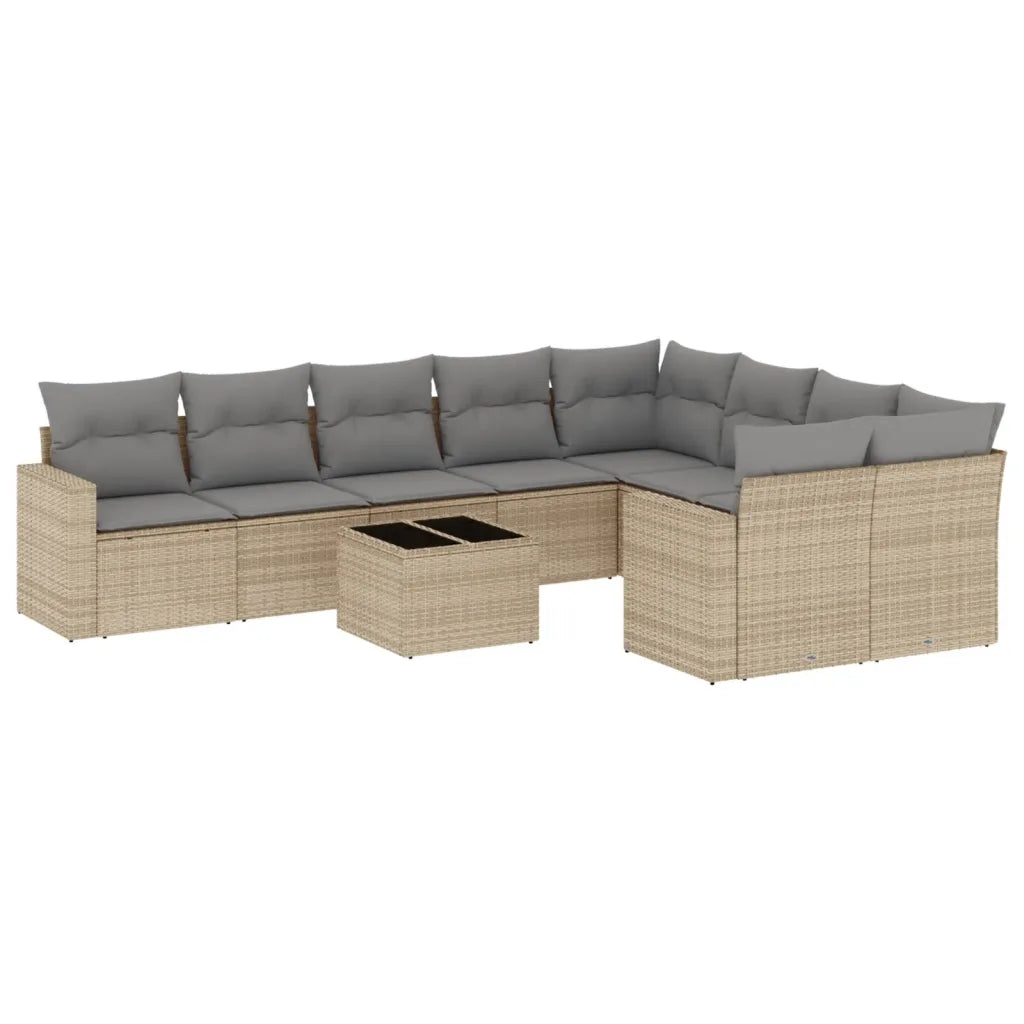 10-tlg. Garten-Sofagarnitur mit Kissen  Poly Rattan