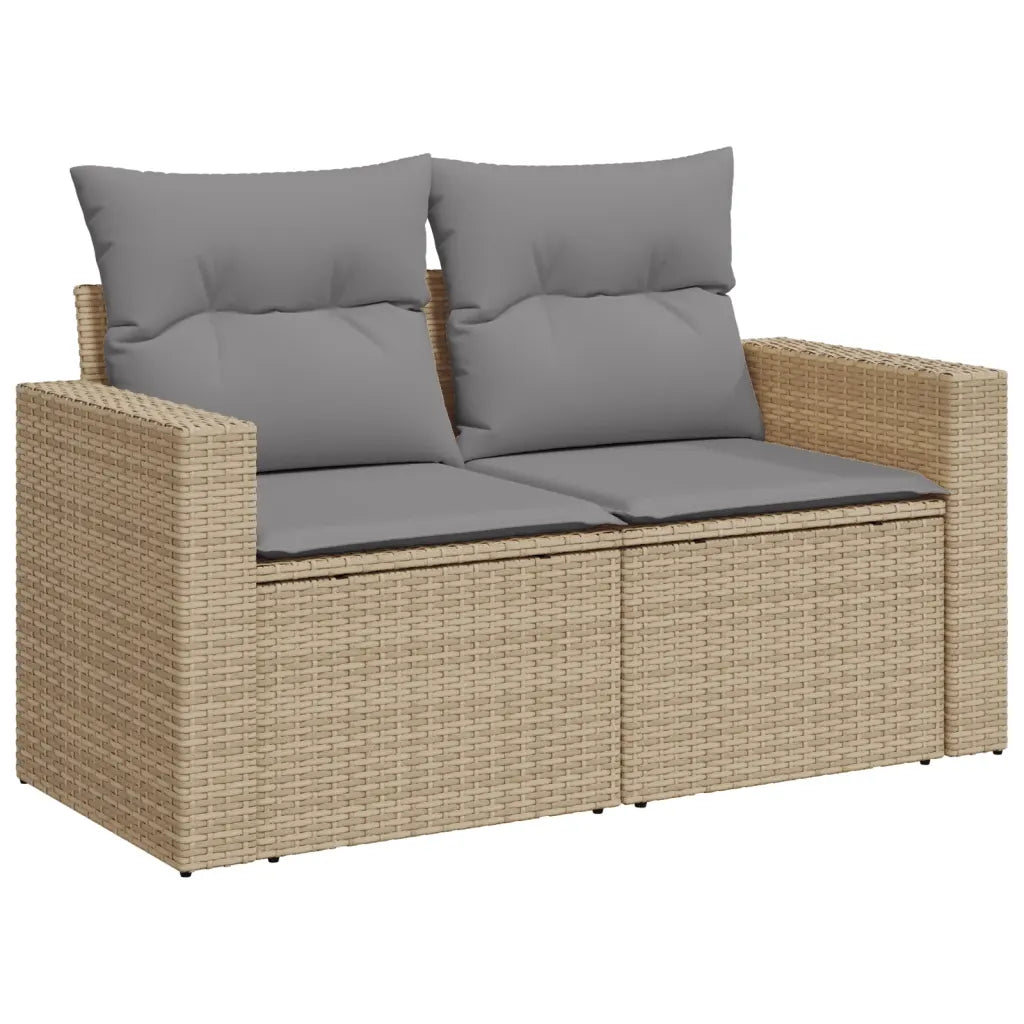 10-tlg. Garten-Sofagarnitur mit Kissen  Poly Rattan