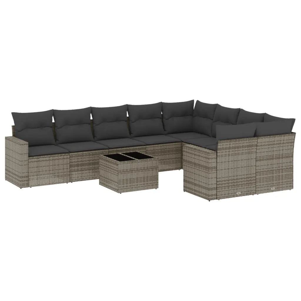 10-tlg. Garten-Sofagarnitur mit Kissen  Poly Rattan