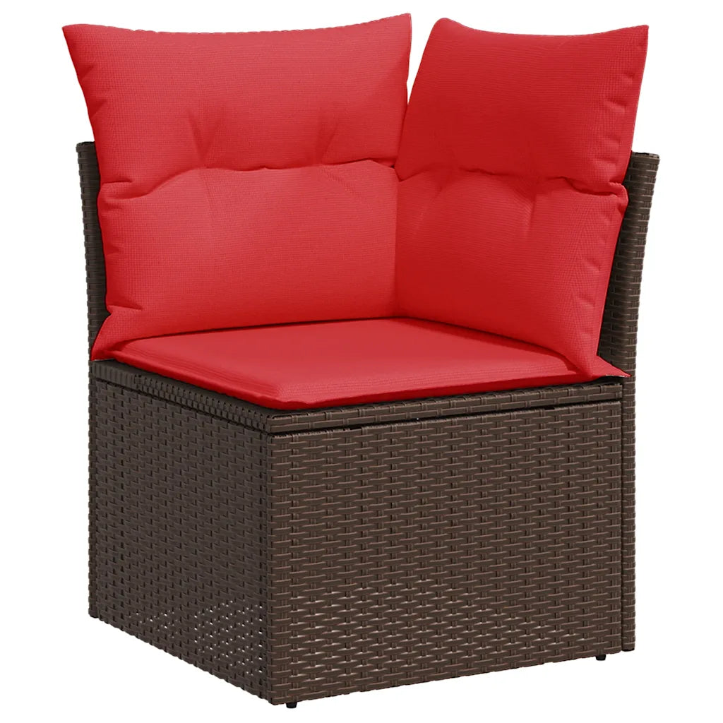 10-tlg. Garten-Sofagarnitur mit Kissen  Poly Rattan