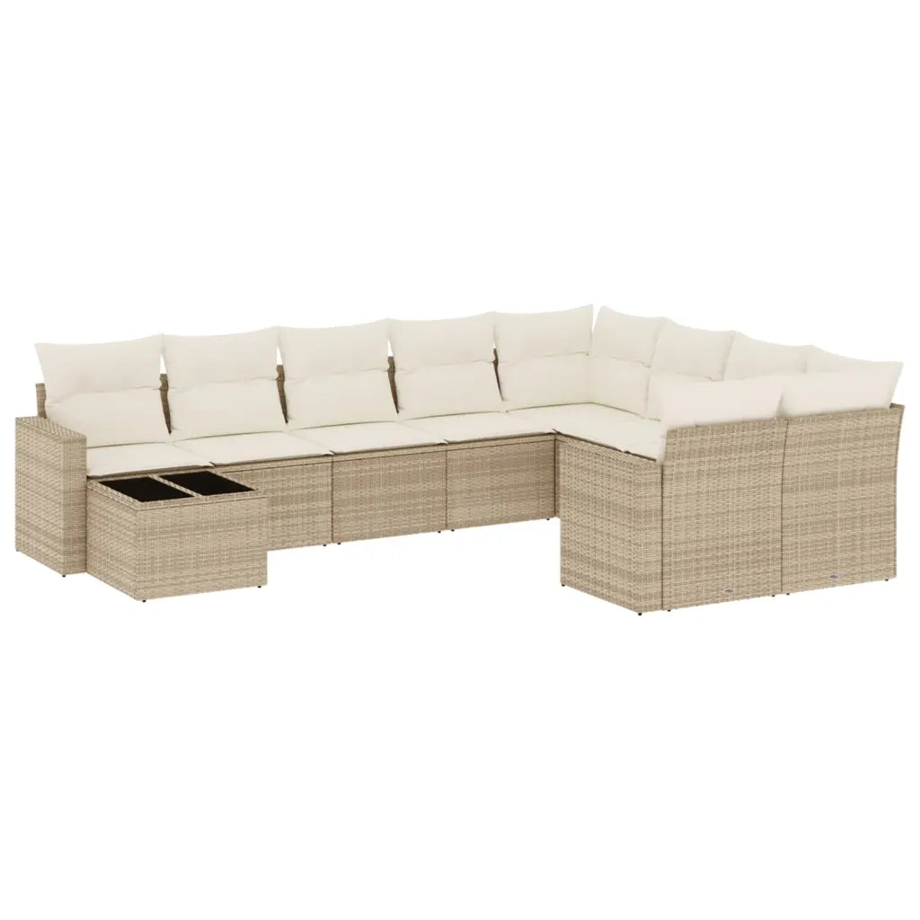 10-tlg. Garten-Sofagarnitur mit Kissen  Poly Rattan