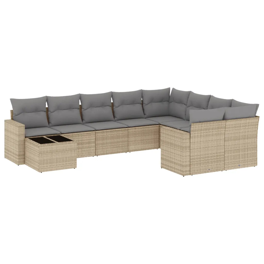 10-tlg. Garten-Sofagarnitur mit Kissen  Poly Rattan