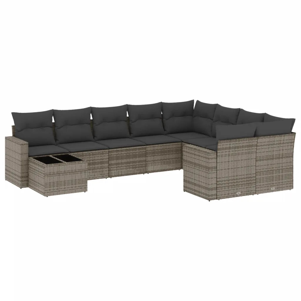 10-tlg. Garten-Sofagarnitur mit Kissen  Poly Rattan