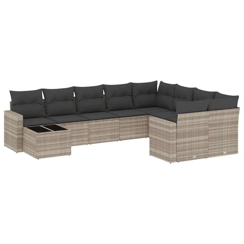 10-tlg. Garten-Sofagarnitur mit Kissen  Poly Rattan