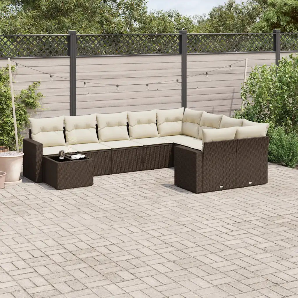 10-tlg. Garten-Sofagarnitur mit Kissen  Poly Rattan