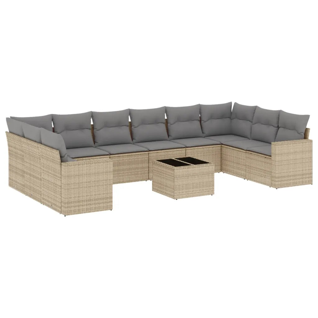 10-tlg. Garten-Sofagarnitur mit Kissen  Poly Rattan