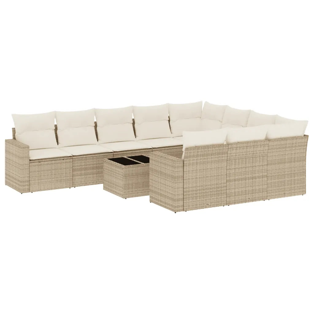 10-tlg. Garten-Sofagarnitur mit Kissen  Poly Rattan
