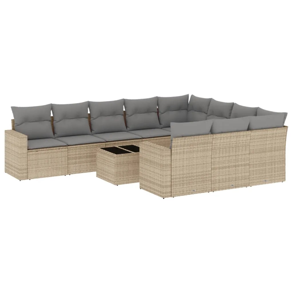 10-tlg. Garten-Sofagarnitur mit Kissen  Poly Rattan