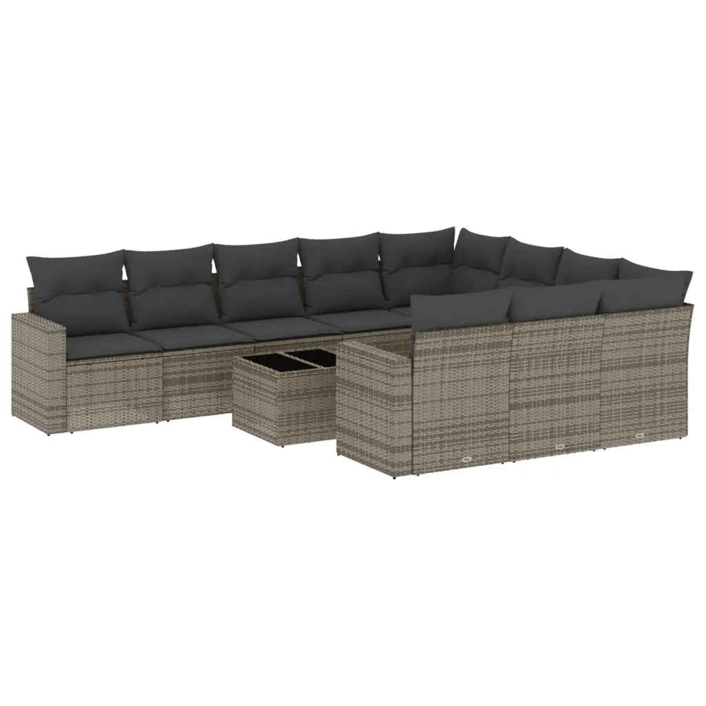 10-tlg. Garten-Sofagarnitur mit Kissen  Poly Rattan
