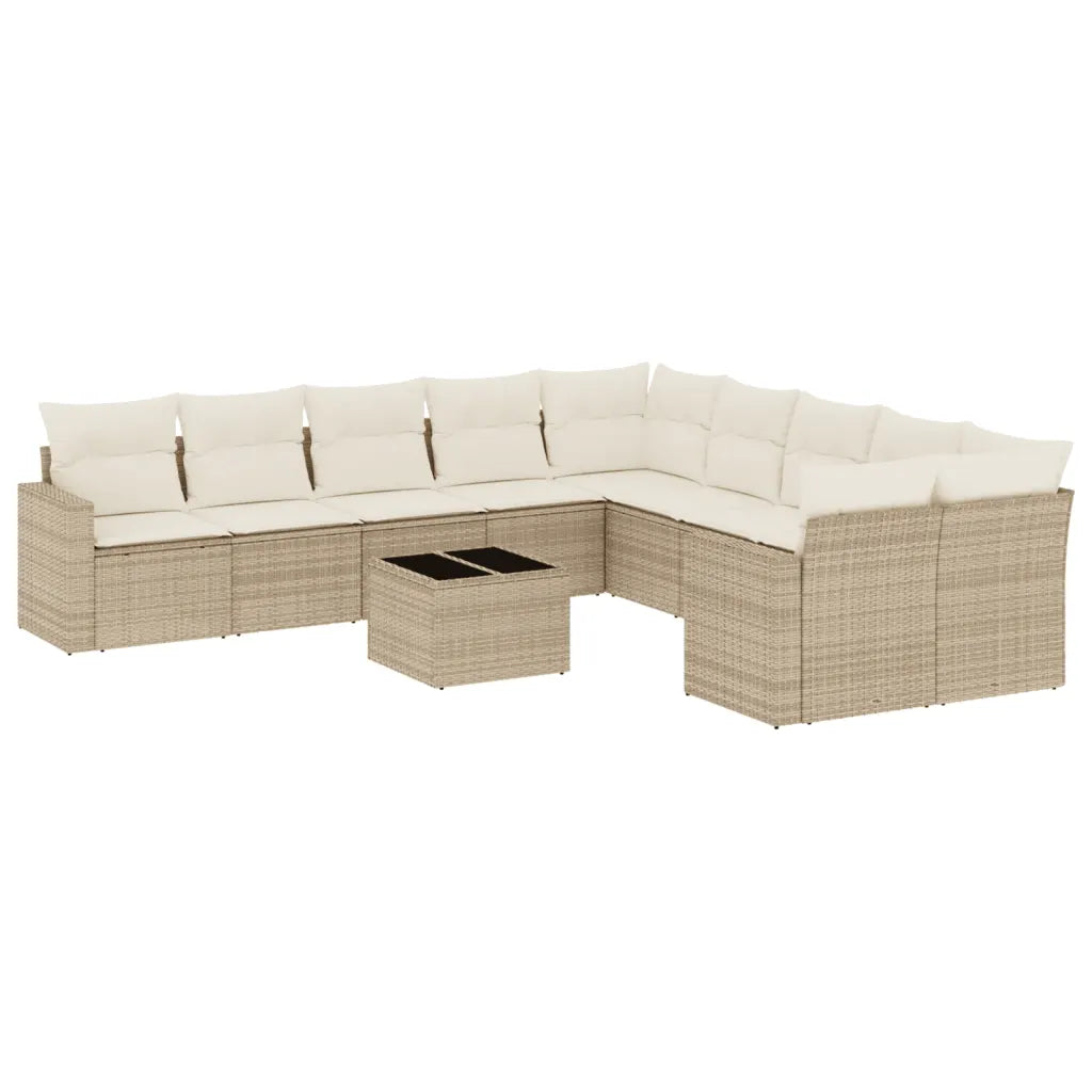 10-tlg. Garten-Sofagarnitur mit Kissen  Poly Rattan