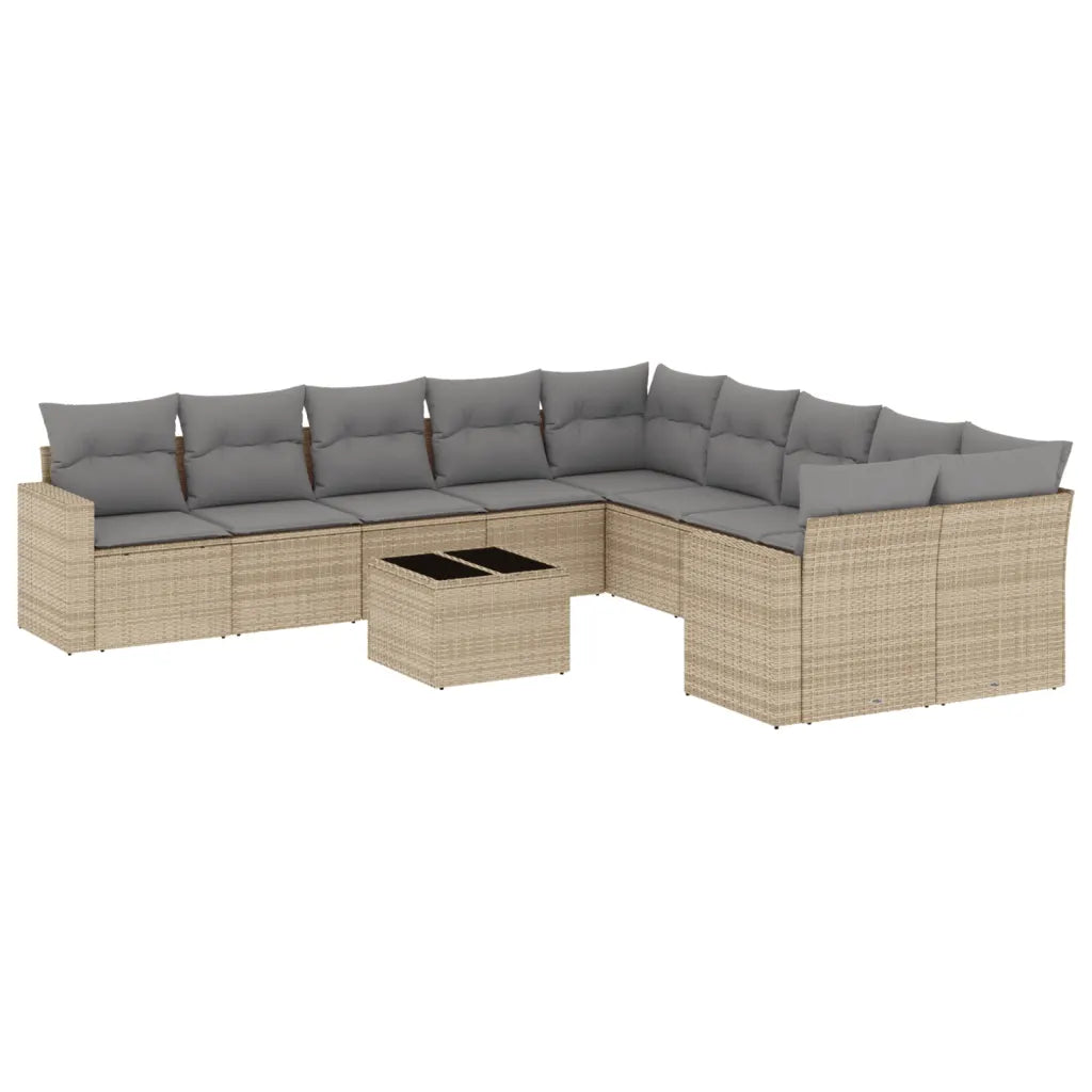 10-tlg. Garten-Sofagarnitur mit Kissen  Poly Rattan