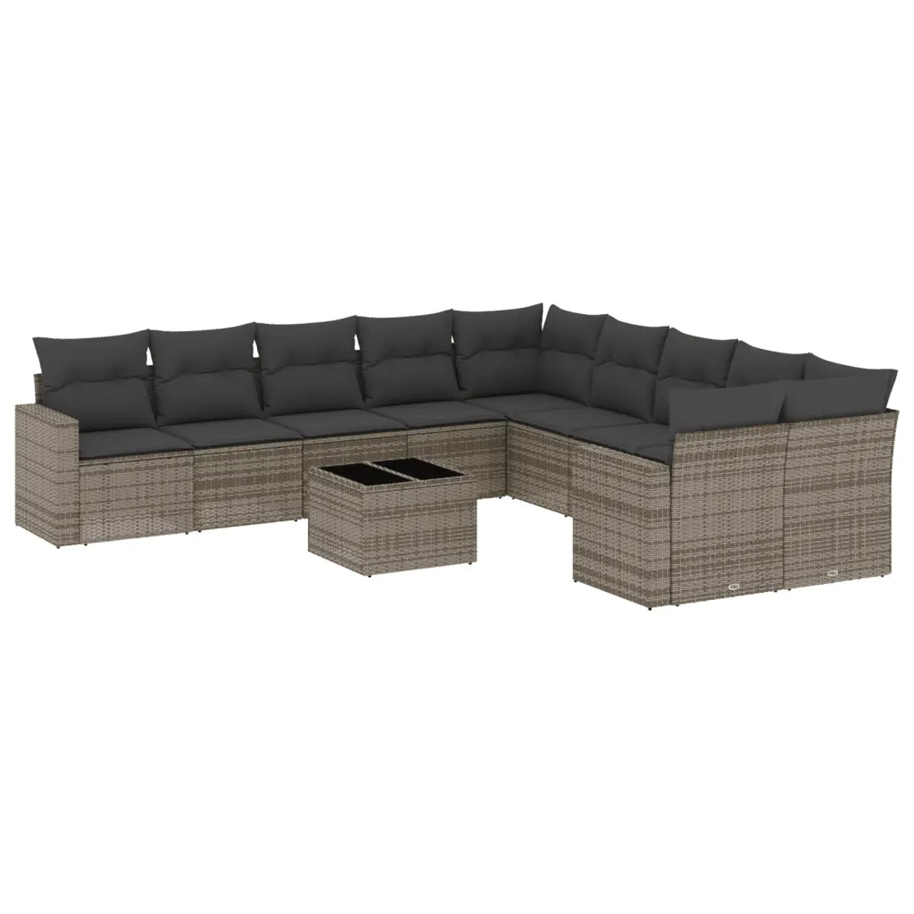 10-tlg. Garten-Sofagarnitur mit Kissen  Poly Rattan