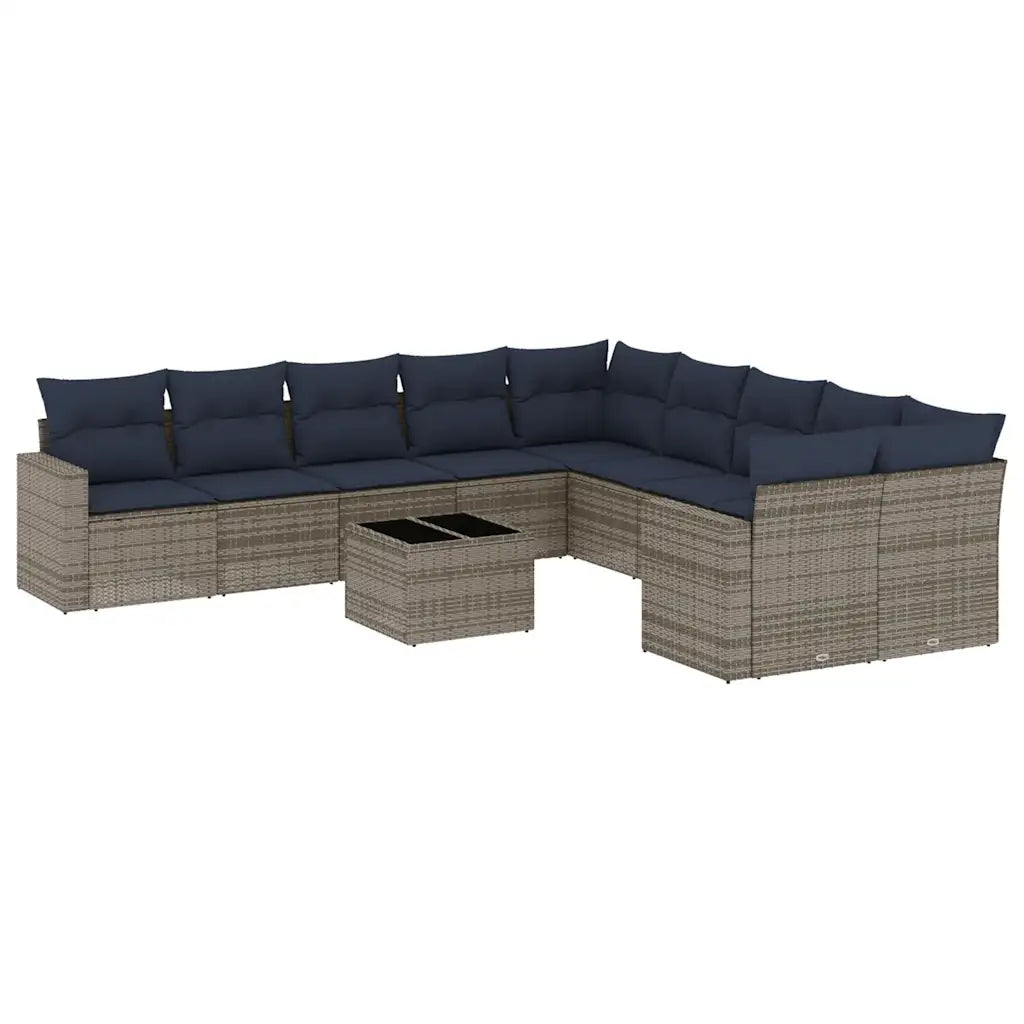 10-tlg. Garten-Sofagarnitur mit Kissen  Poly Rattan