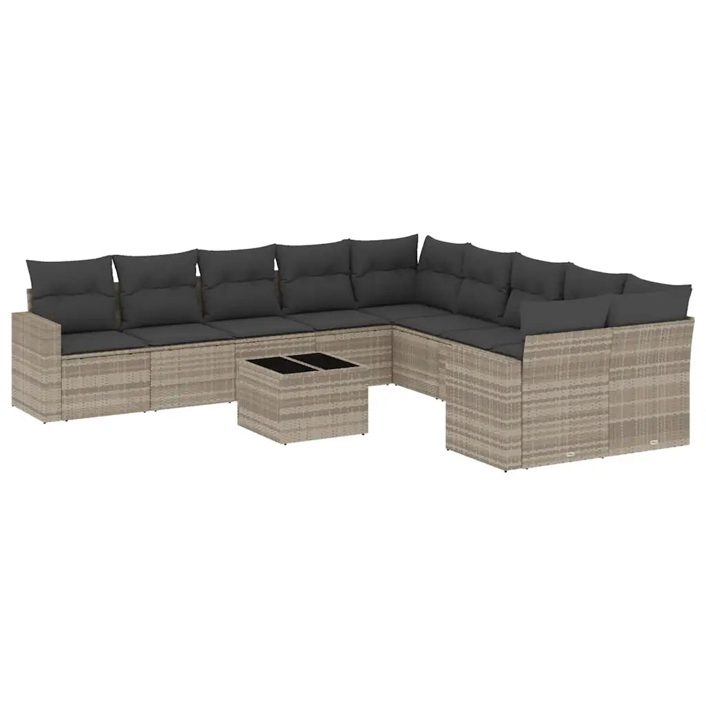 10-tlg. Garten-Sofagarnitur mit Kissen  Poly Rattan