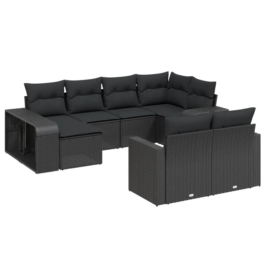 10-tlg. Garten-Sofagarnitur mit Kissen  Poly Rattan