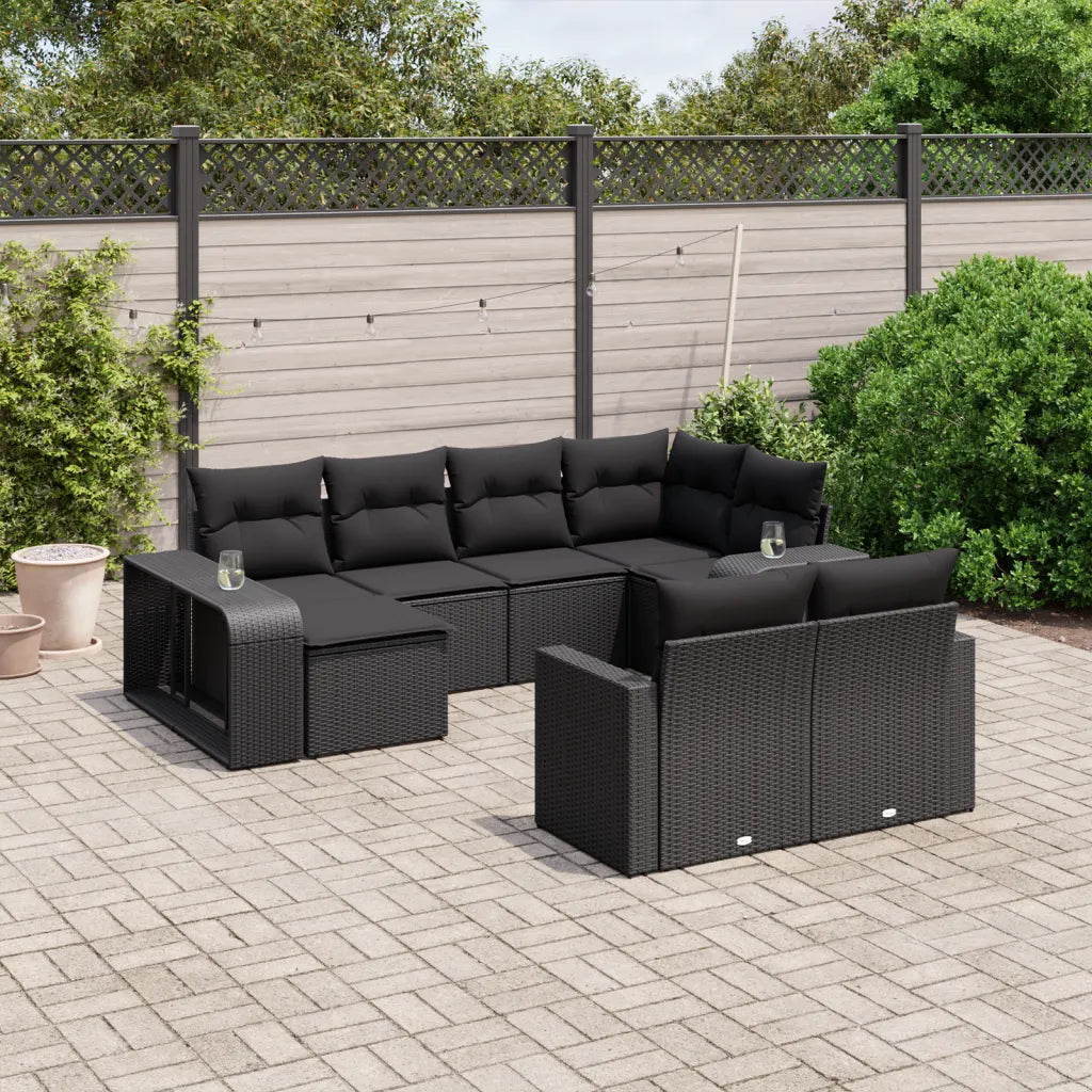 10-tlg. Garten-Sofagarnitur mit Kissen  Poly Rattan