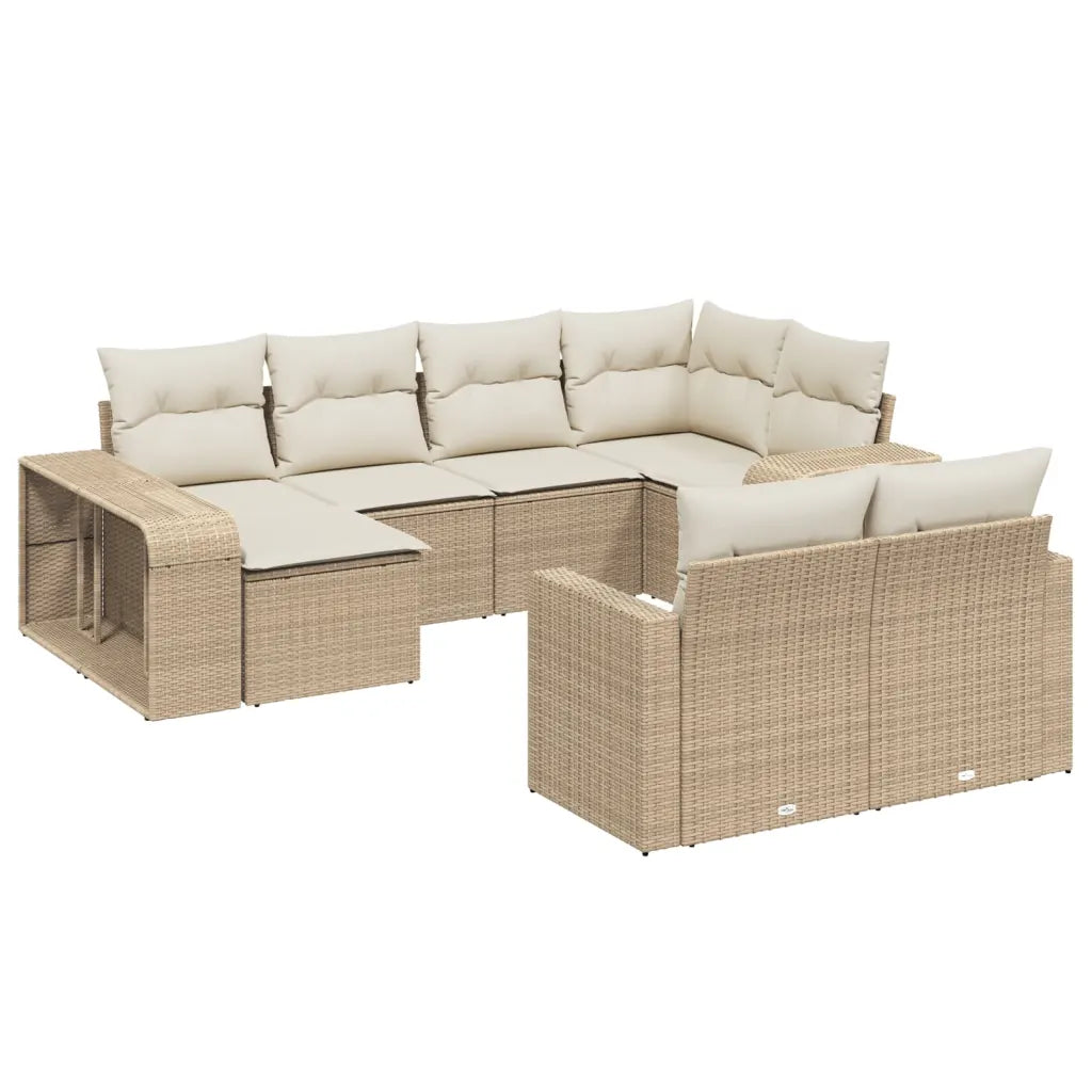 10-tlg. Garten-Sofagarnitur mit Kissen  Poly Rattan