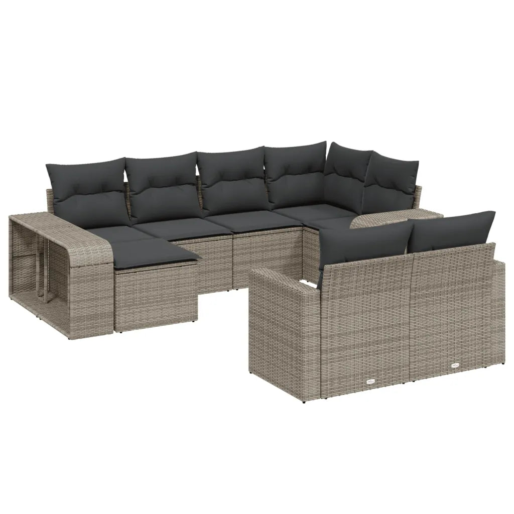 10-tlg. Garten-Sofagarnitur mit Kissen  Poly Rattan
