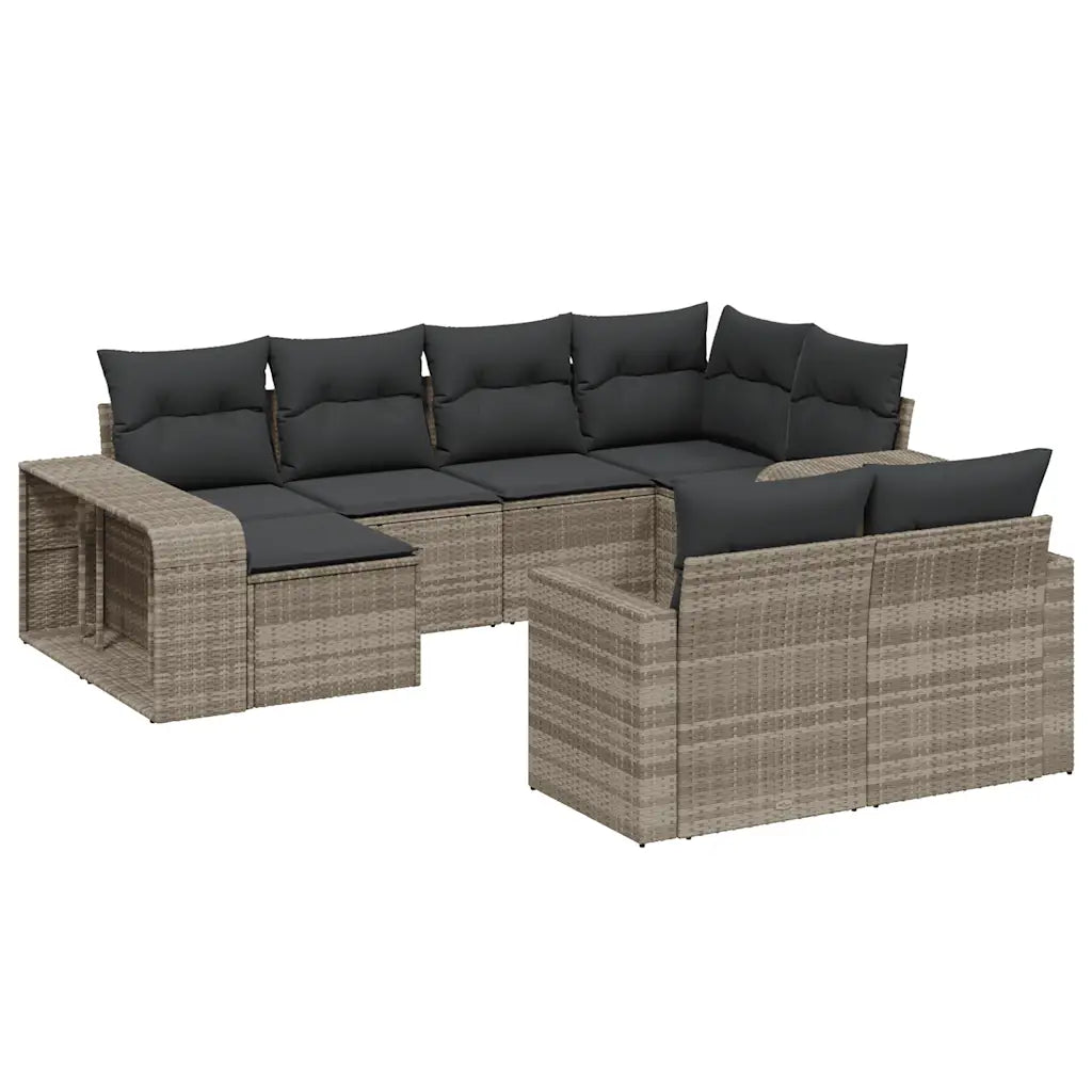 10-tlg. Garten-Sofagarnitur mit Kissen  Poly Rattan