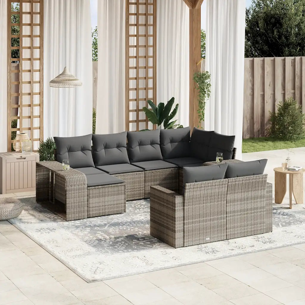 10-tlg. Garten-Sofagarnitur mit Kissen  Poly Rattan