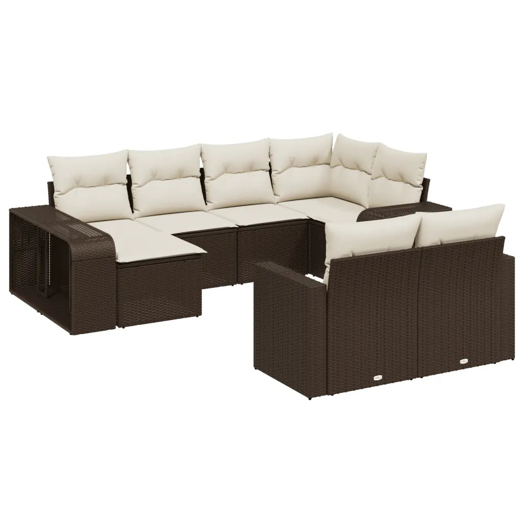10-tlg. Garten-Sofagarnitur mit Kissen  Poly Rattan