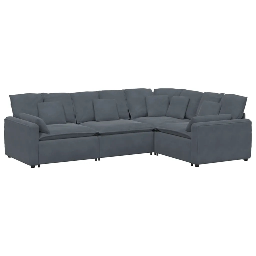 Modulares Sofa mit Kissen Samt Dunkelgrau
