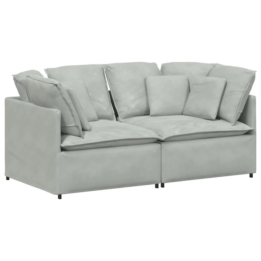 Modulares Sofa mit Kissen Samt Hellgrau