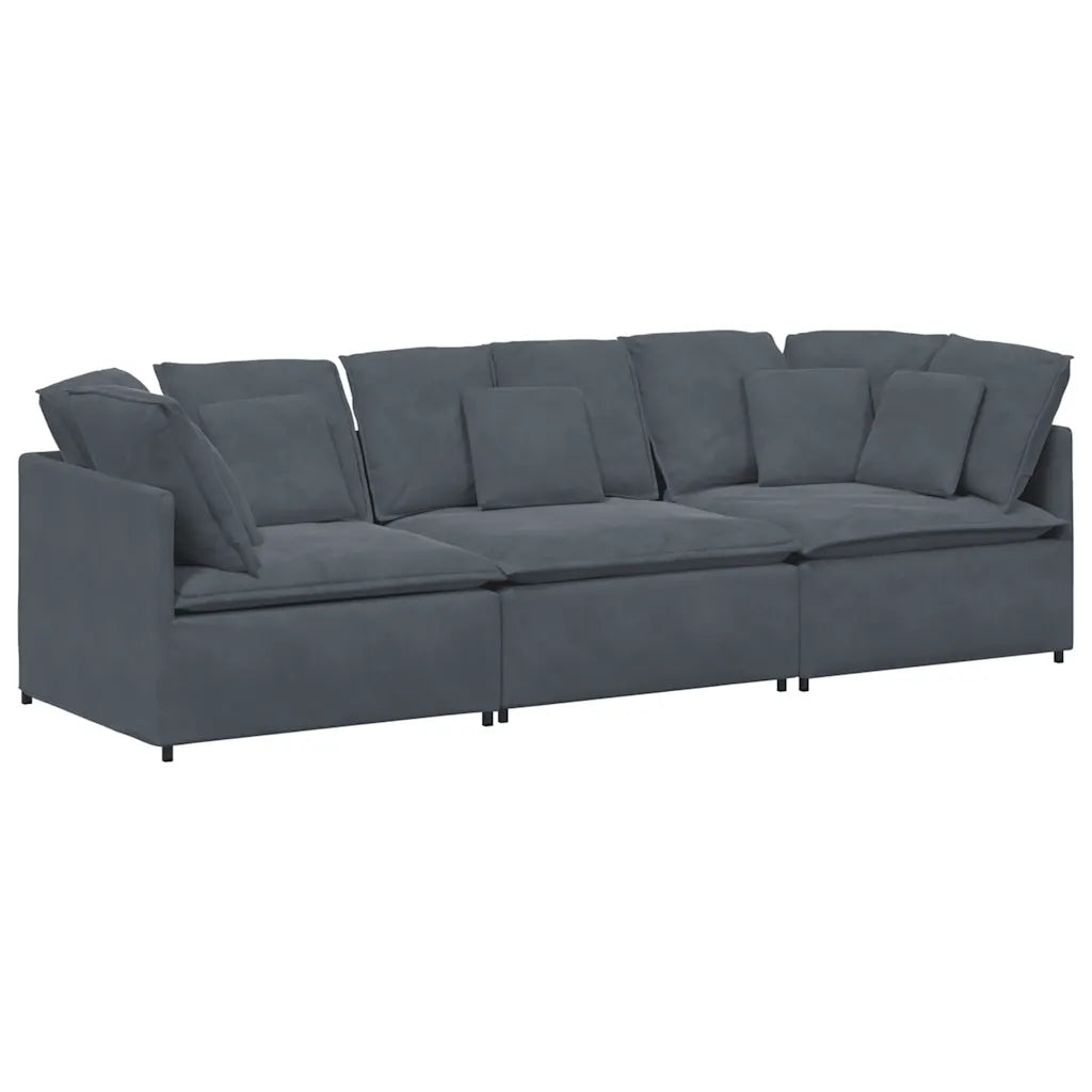 Modulares Sofa mit Kissen Samt Dunkelgrau