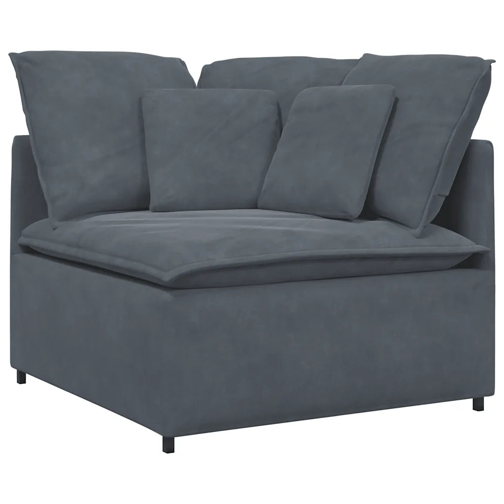 Modulares Sofa mit Kissen Samt Dunkelgrau