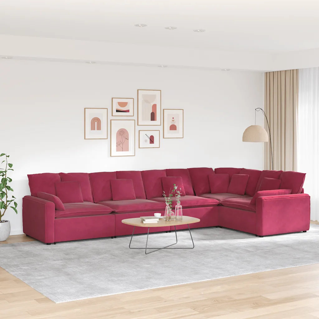 Modulares Sofa mit Kissen Samt Dunkelgrau