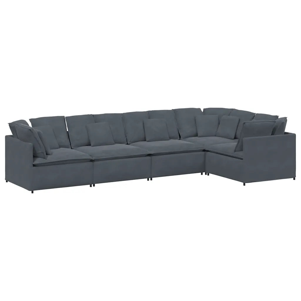 Modulares Sofa mit Kissen Samt Dunkelgrau