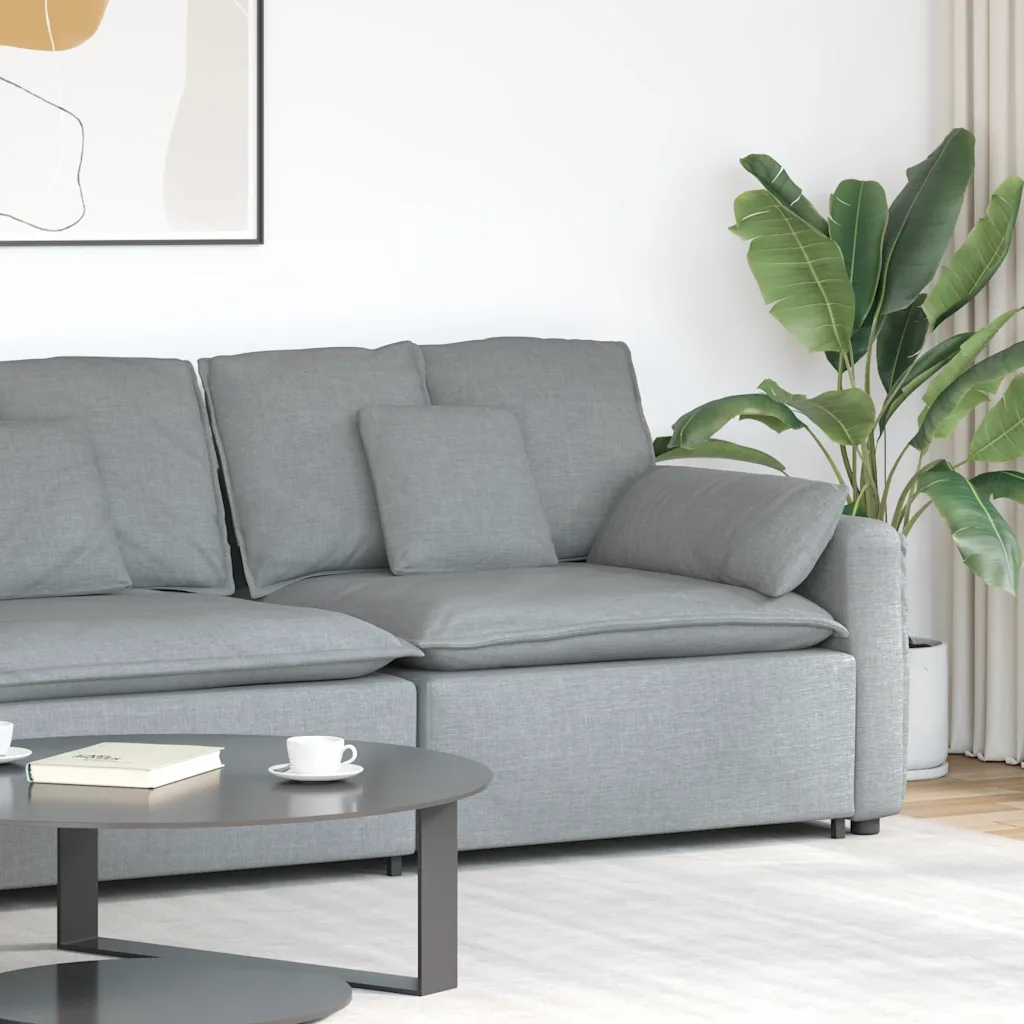 Modulares Sofa Endmodul mit Armlehne Kissen Jeansblau 100 cm