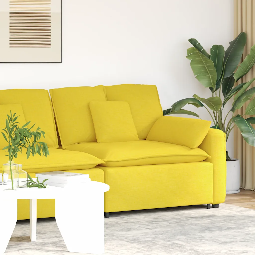 Modulares Sofa Endmodul mit Armlehne Kissen Jeansblau 100 cm