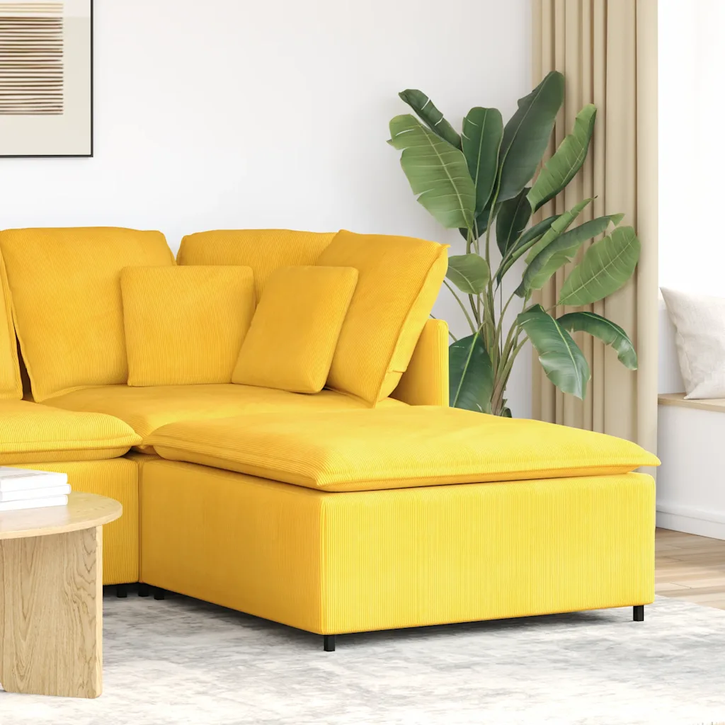 Modulares Sofa Fußhocker-Modul Hellgelb 100x100x48 cm